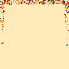 Bright Leaf Vector Beige Background. Autumn Confetti Flying Template. Fall Foliage Backdrop. Green Leaf Design.