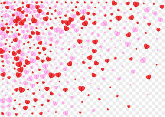 Violet Confetti Background Transparent Vector. Anniversary Illustration Heart. Red Bright Pattern. Pink Heart Folded Frame. Fond Elegant Backdrop.