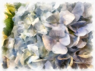 bouquet of flowers watercolor style illustration impressionist painting.