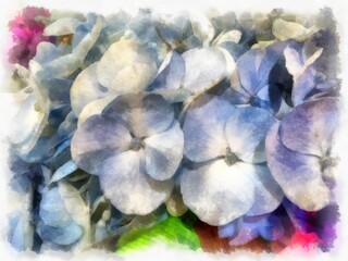 bouquet of flowers watercolor style illustration impressionist painting.