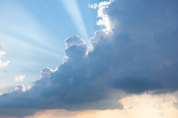 sky and clouds in sunshine at sunset.