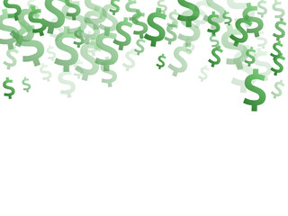 Green dollar symbols scatter money vector