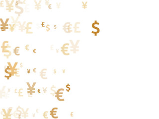 Euro dollar pound yen gold symbols scatter money vector illustration. Trading concept. Currency