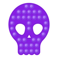 Halloween popit trendy silicon fidget toy - skull. Antistress toy for fidget in bright colors. Bubble fashionable pop it toy - cute purple monster. Isolated cartoon vector illustration.