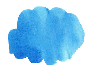 Abstract blue watercolor shape as a background isolated on white. Watercolor clip art for your design	