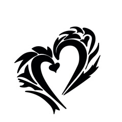 drawing of a black heart on a transparent background. Fatal love.