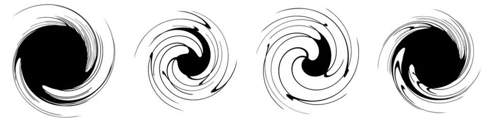 Poster  Spiral, swirl, twirl, volute element. Whirlpool, whirlwind effect. Circular, radial lines with rotation © Pixxsa