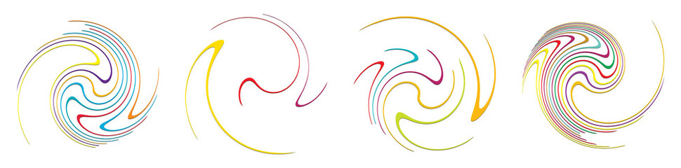  Spiral, swirl, twirl, volute element. Whirlpool, whirlwind effect. Circular, radial lines with rotation