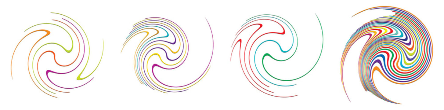  Spiral, swirl, twirl, volute element. Whirlpool, whirlwind effect. Circular, radial lines with rotation