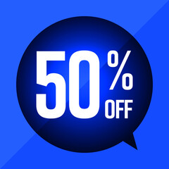 50 % discount blue balloon tag