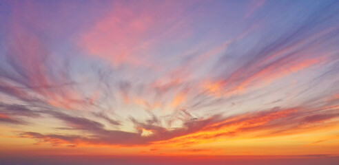 Beautiful summer sunset dramatic sky
