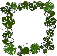 Monstera leaves frame for your design, copyspace