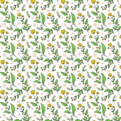 Small yellow flowers on a white background