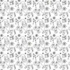 Funny Christmas and New Year doodle geometric seamless pattern