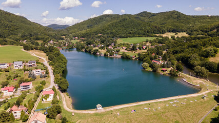 Aerial view of Lake Skrabske in Slovakia