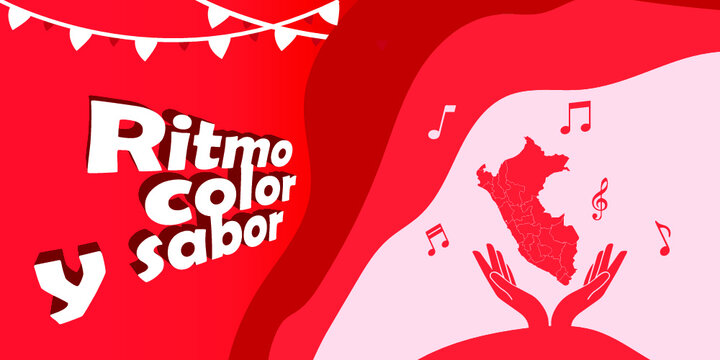 Celebraci&oacute;n peruana, d&iacute;a de la canci&oacute;n criolla, eslogan ritmo, color y sabor