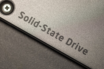 Solid stata drive lettering on aluminium enclosure of SSD