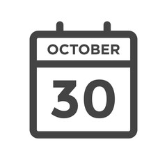 October 30 Calendar Day or Calender Date for Deadlines or Appointment