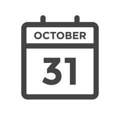 October 31 Calendar Day or Calender Date for Deadlines or Appointment