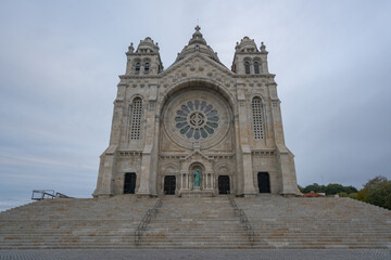 Fototapeta na wymiar Santa Luzia church sanctuary impressive entrance at dawn in Viana do Castelo, Portugal