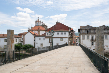 Fototapeta na wymiar Chaves city historic center in Trajano bridge, Portugal