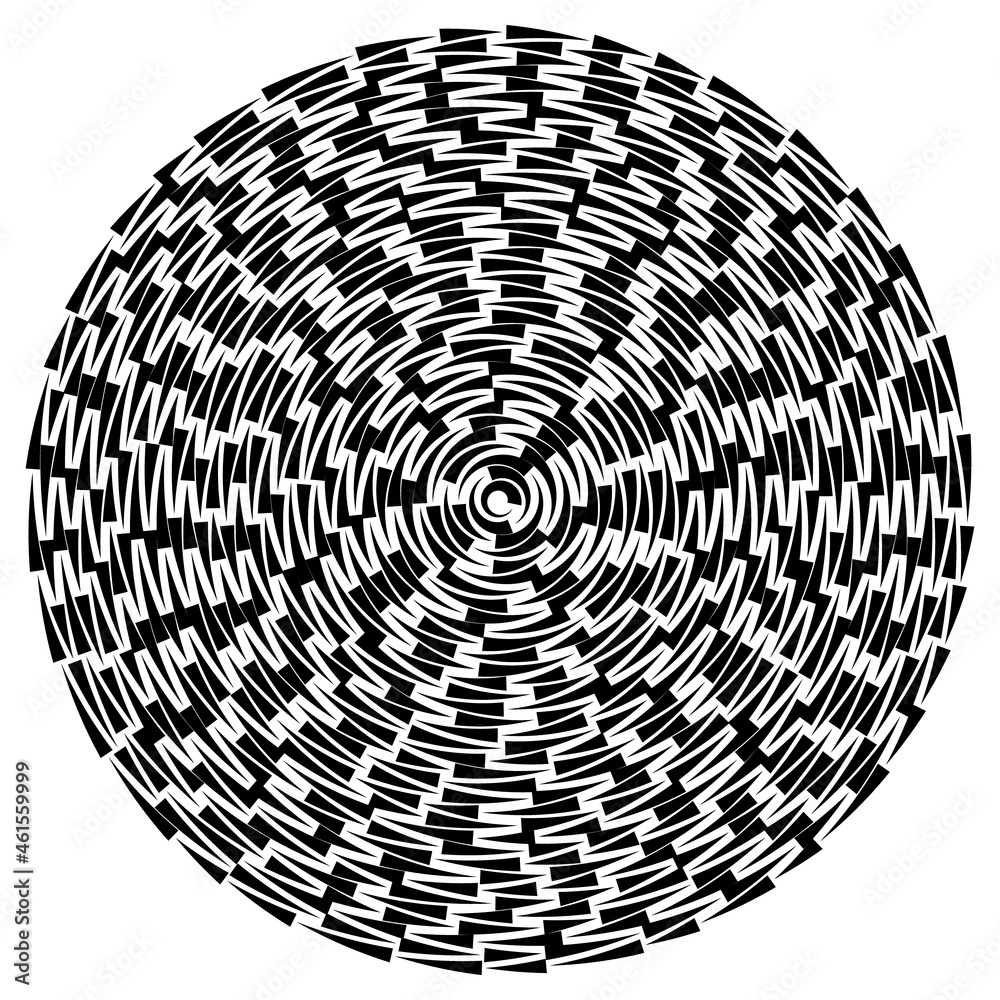 Poster Abstract circle background with lines. Zigzag optical illusion art geometric backdrop.