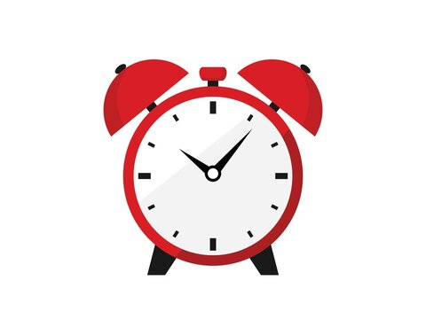 Red alarm clock icon. Red watch vector illustration. 