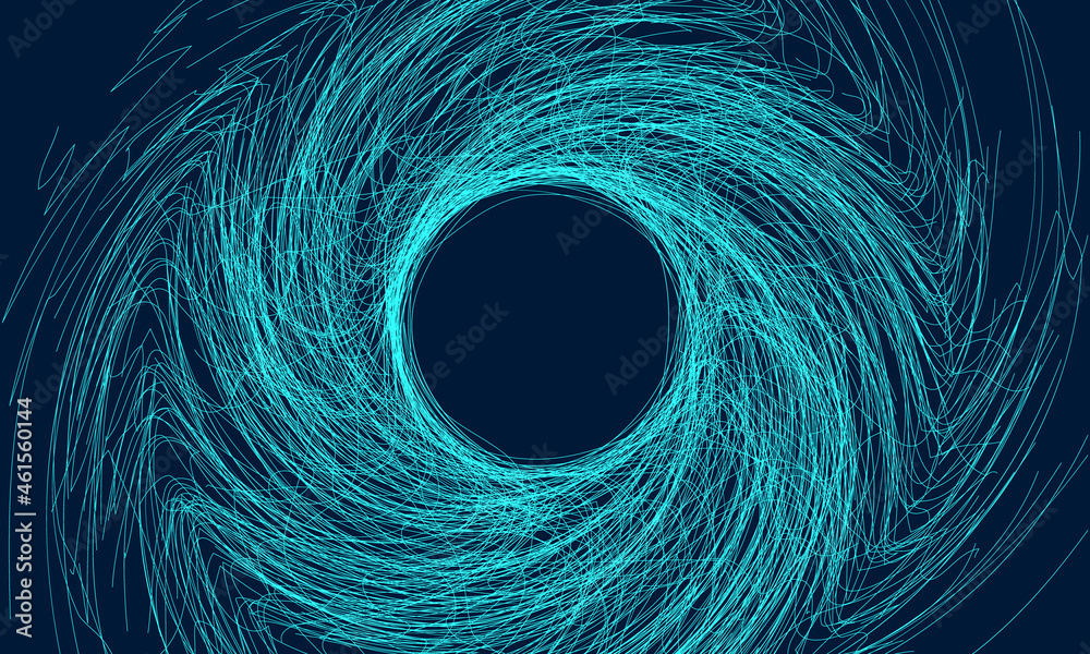 Poster abstract blue background with waving lines. circle geometric illustration. big data concept. chaos a