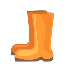 Yellow gumboots. Rubber boots. Vector illustration.