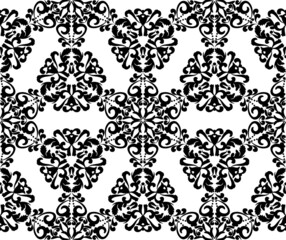 Fototapeta premium Pattern from vintage lace mandala patterns. Seamless vector background with arabesque ornaments. Black and white. For fabric, tile, wallpaper or packaging.