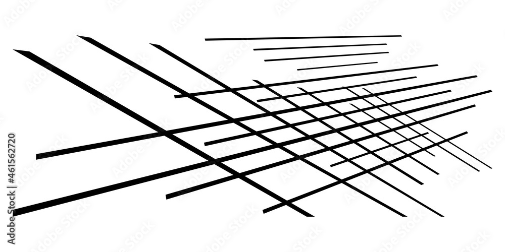 Poster 3d spatial grid, mesh, grating and lattice abstract geometric shape, element. Intersecting lines in perspective