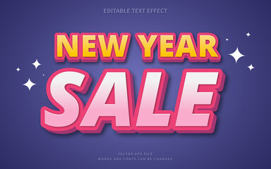 New year sale text effect. Cute editable font style perfect for logotype, title, heading and promotion text element on banner, web or social media post.