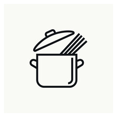 Sauce pan pasta icon vector