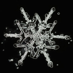 Extreme closeup of natural snowflake - 461564783
