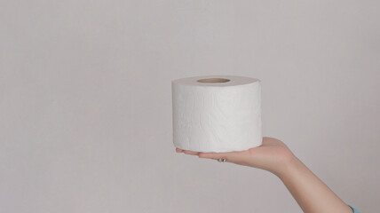 Roll of white toilet paper.