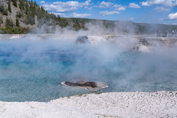 Excelsior Geyser Crater in the Midway Geyser Basin in Yellowstone National Park
