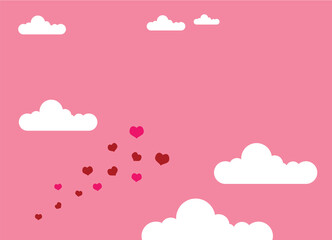 love is in the air, hearts fly in all directions, congratulations on Valentine's Day