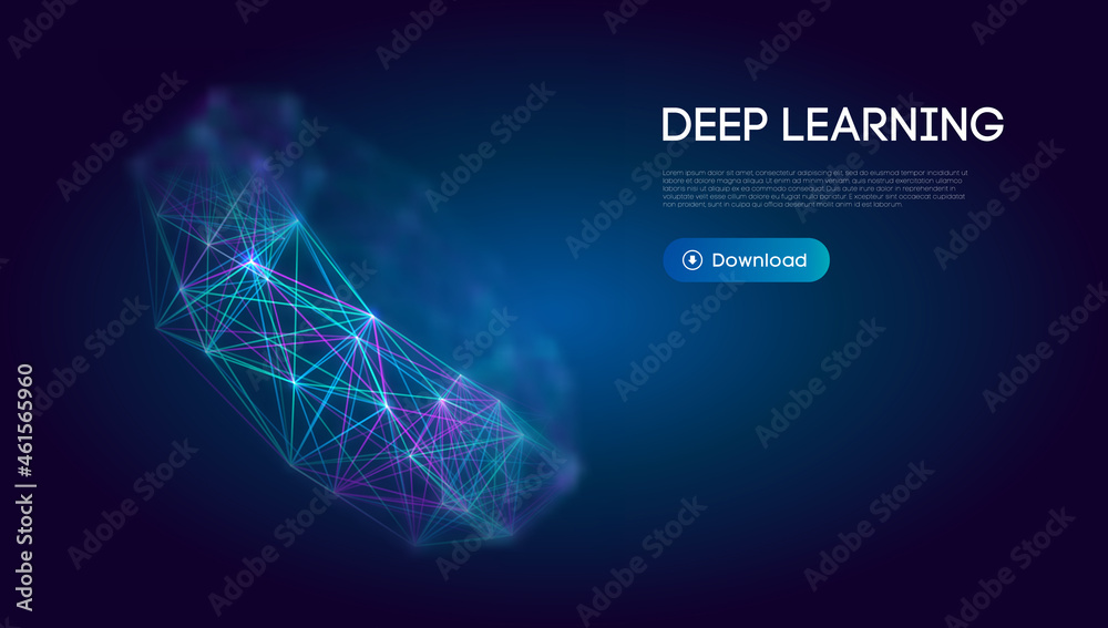 Wall mural deep learning science technology background. network communication ai deep learning. vector illustra