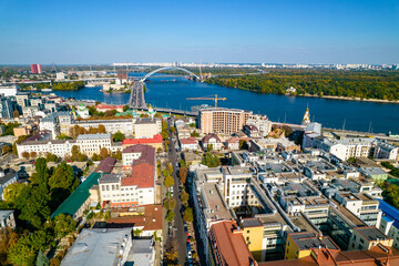 Aerial view of the city on the river