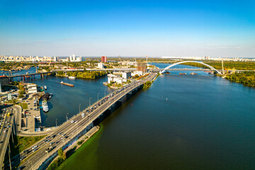 Fototapeta premium Aerial view of the city on the river