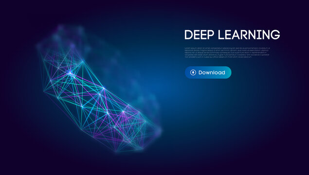 Deep learning science technology background. Network communication ai deep learning. Vector illustration.