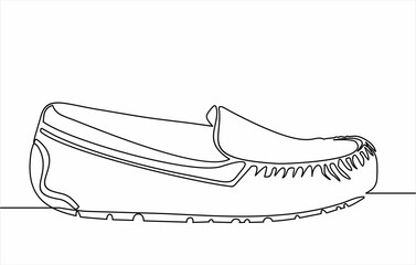 Moccasins continuous one line drawing minimalism design isolated on white background