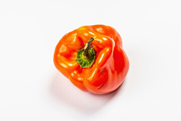 Ripe yellow pepper isolated on white background