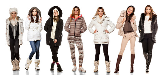 a collage of several women in winter clothes