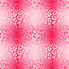 Gradient leopard spots seamless in pink hews. Vector illustration for fashion graphics such as T-shirt prints, leggings, pajamas, fabrics or for home decor such as wallpapers, tablecloths, bedclothes. © Yona