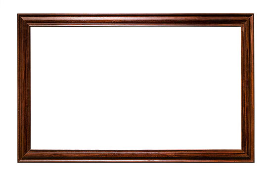 horizontal narrow dark brown wooden picture frame