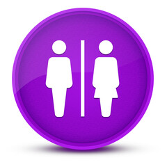 Restroom sign luxurious glossy purple round button abstract