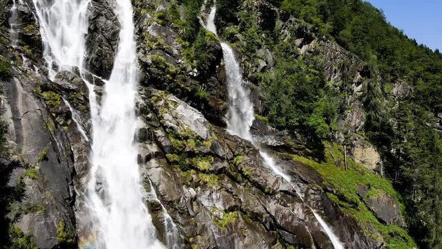 Aerial Drone - Landscape on Nardis Waterfalls with Rainbow.