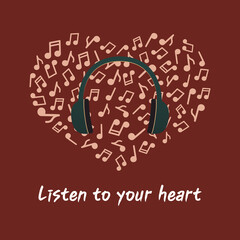 Listen to your heart on a burgundy background