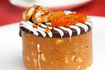 sweet cake made of dairy products and nuts